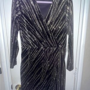 Elegant Black and Gold Striped Dress